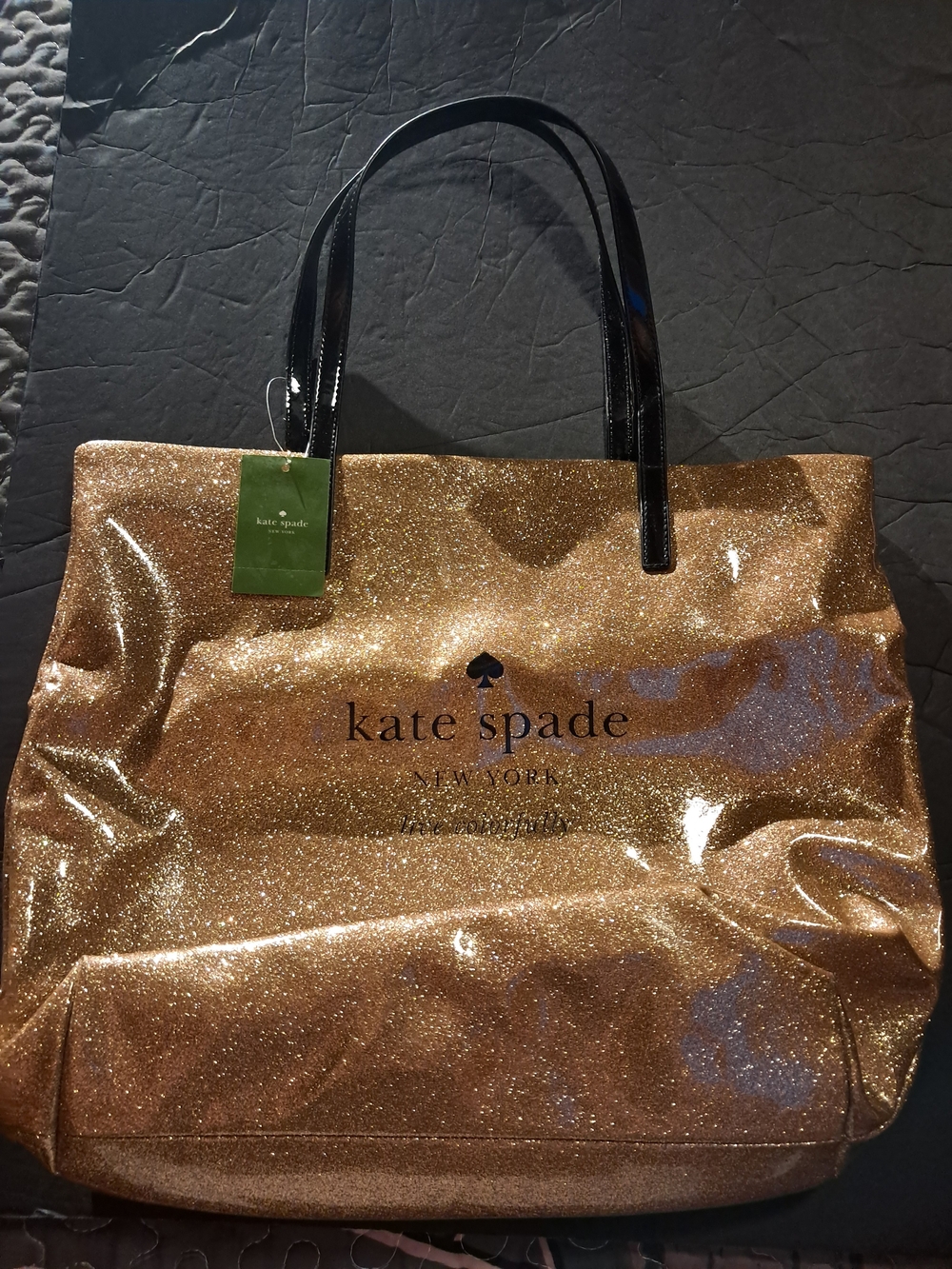 kate spade New York Glitter Tote Bag in Gold